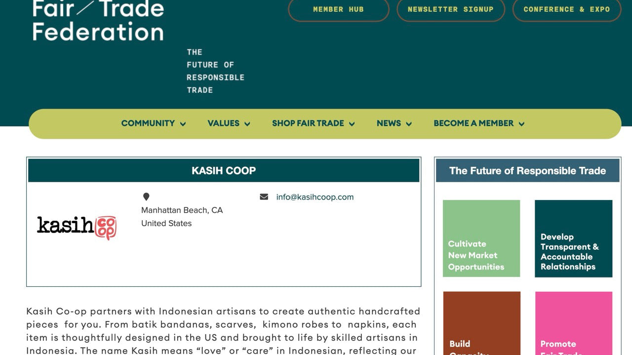 Kasih Co-op Fair Trade Federation Verified Member badge