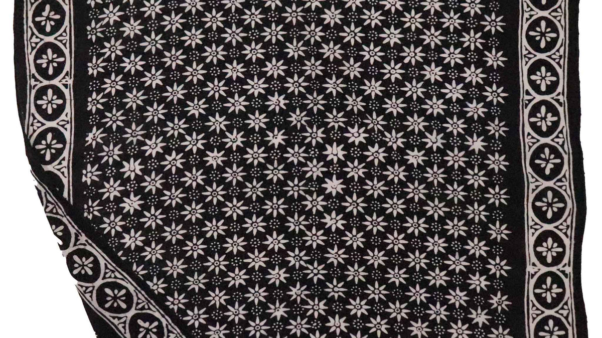 Black Mirage hand-stamped batik bandana made by artisans in Java