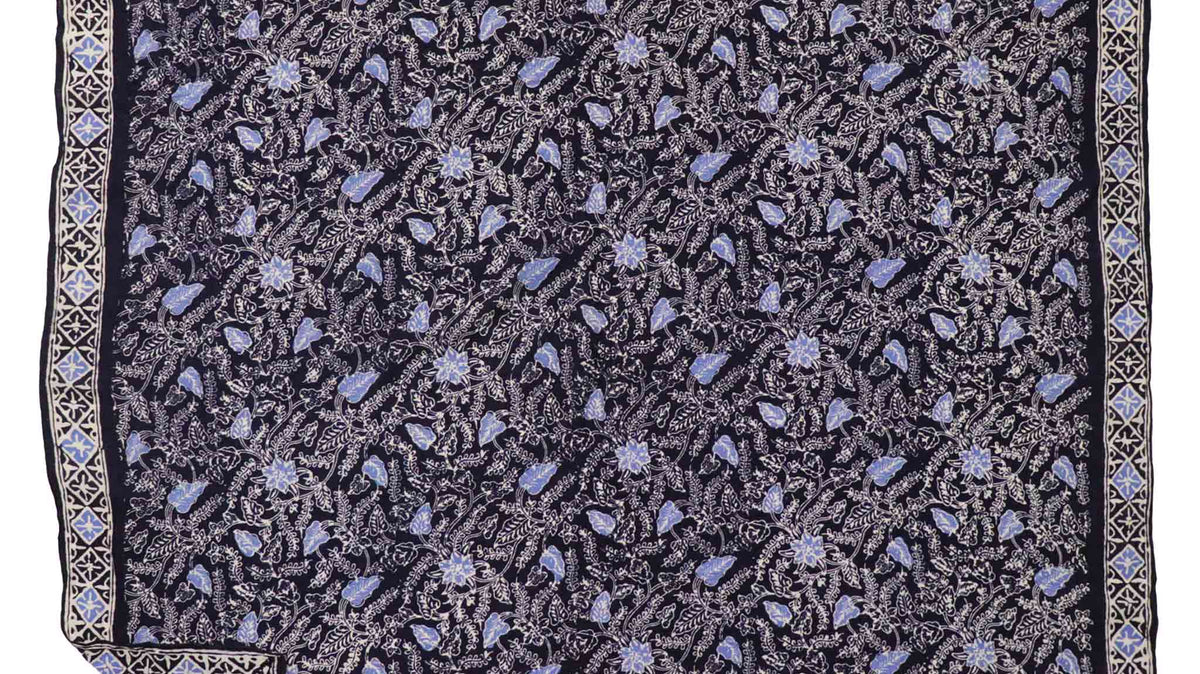 Large 39 inch Blue Navy Foliage wild rag batik bandana for men