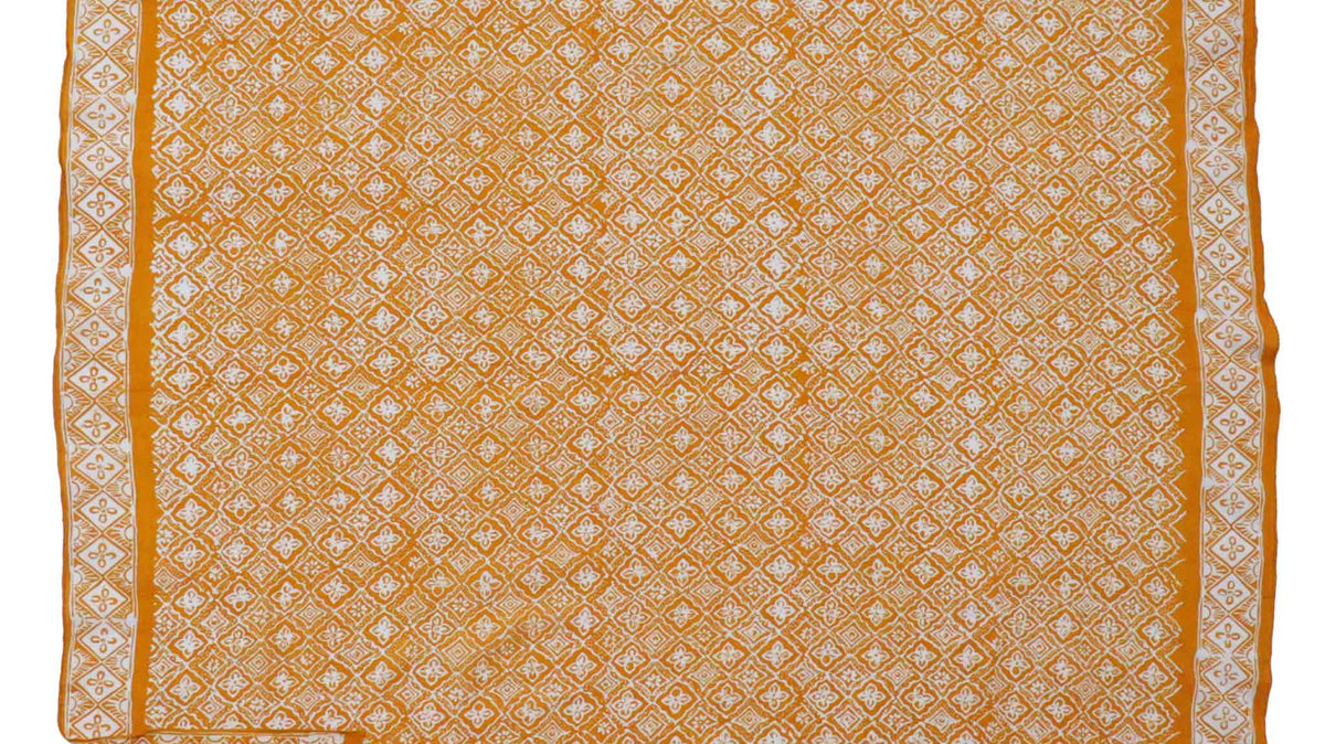 Mustard yellow Kamboja hand-dyed batik bandana for fall