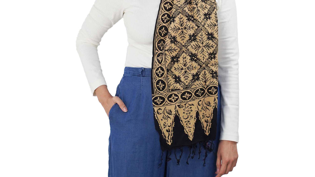 Black Brown Harvest hand-dyed 100% cotton batik scarf
