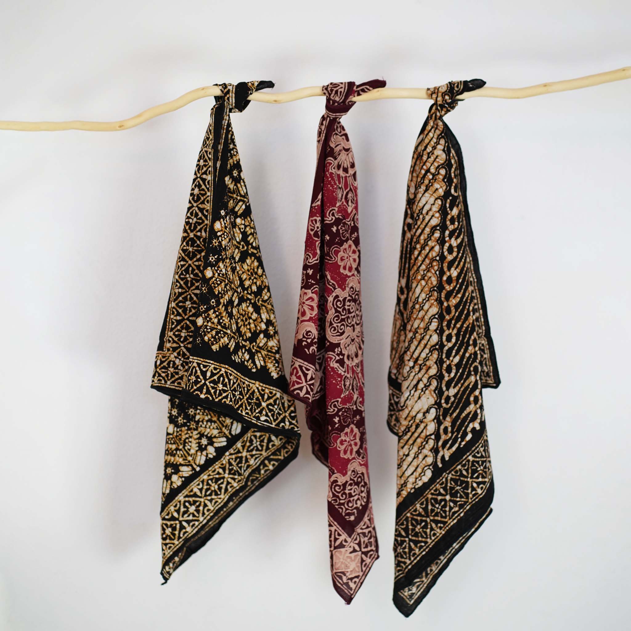 Brown and red tribal indonesia batik bandana cotton