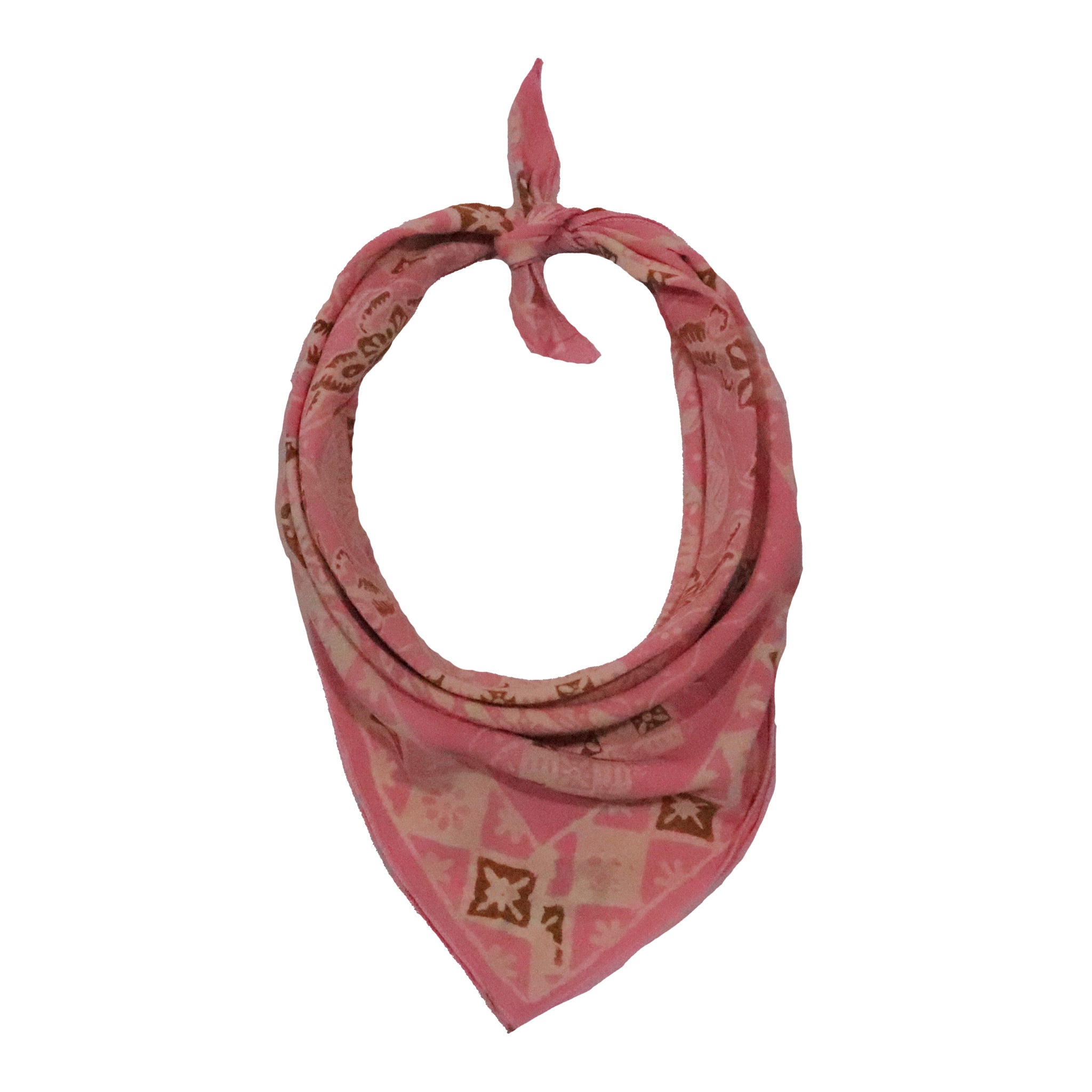Pink bandana with a pattern on a white background
