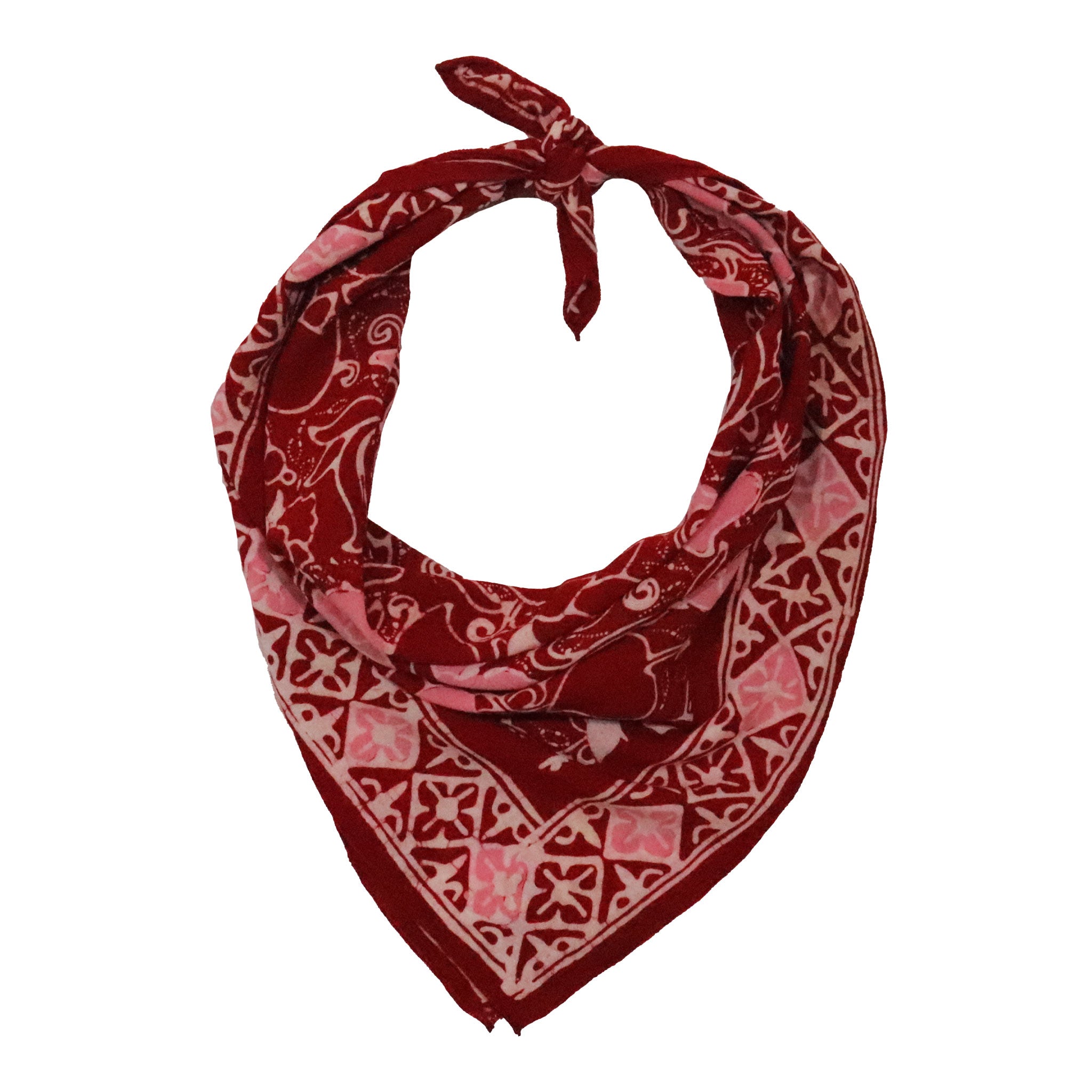 Red patterned bandana on a white background