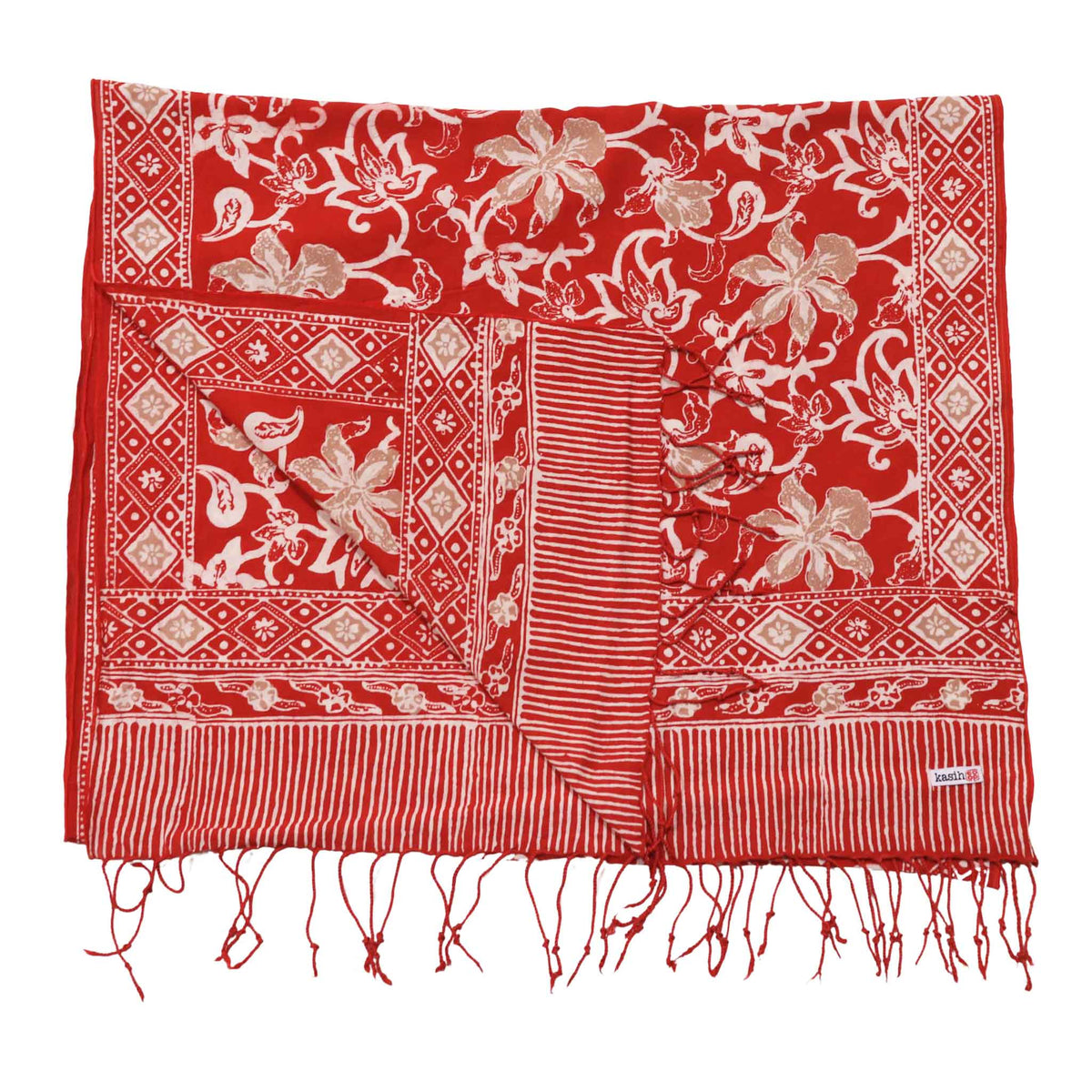 Fiery Flora batik cotton scarf