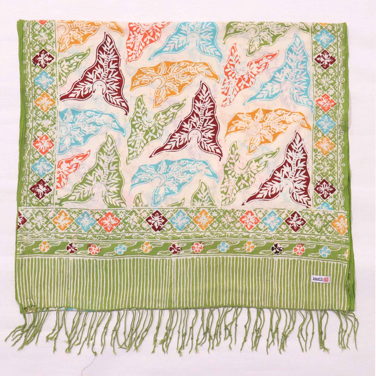 Tropical Tapestry green batik cotton scarf