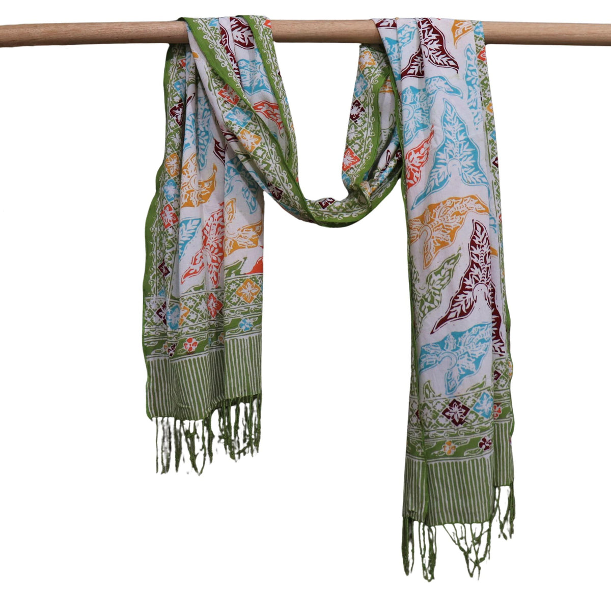 Tropical Tapestry green batik cotton scarf