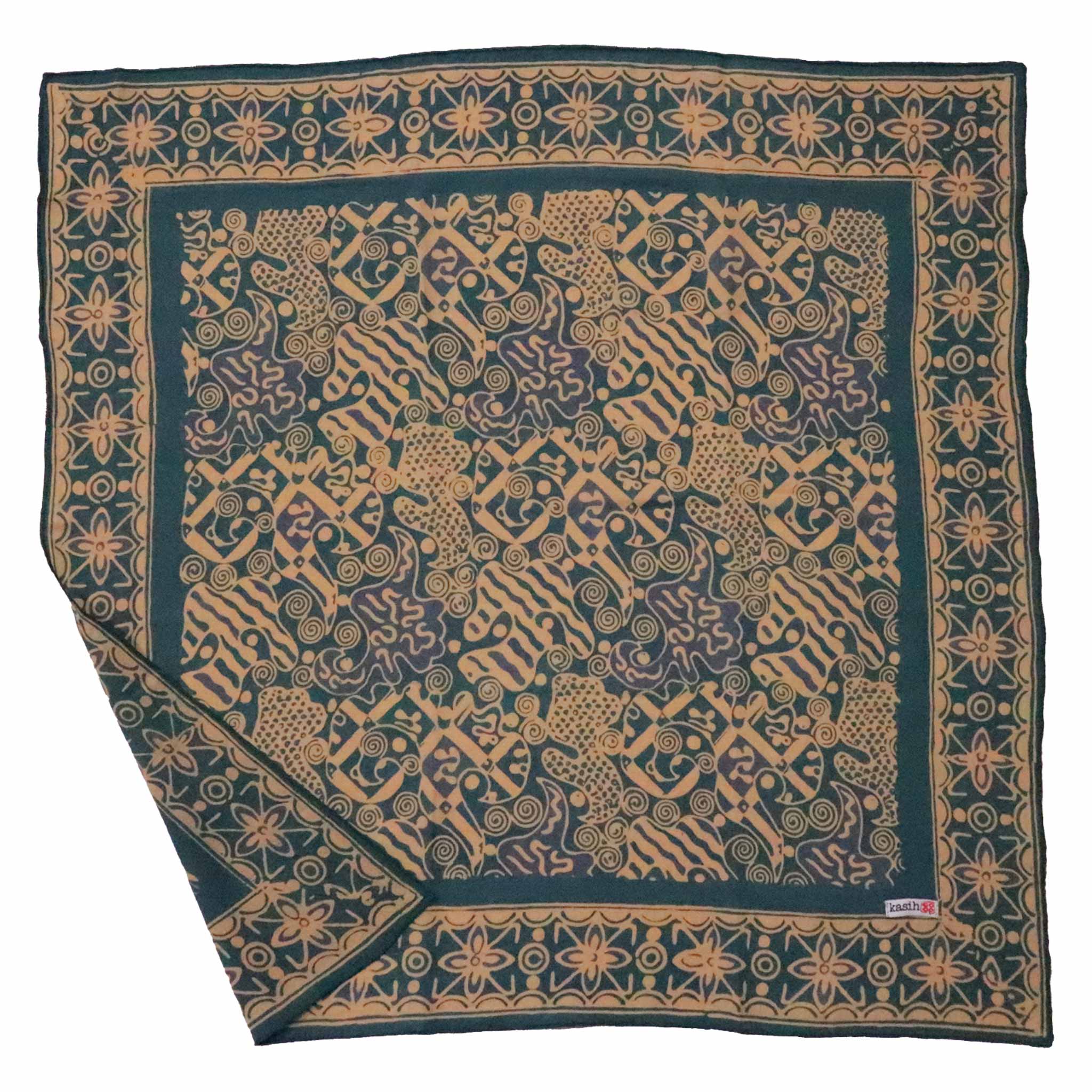 Decorative cotton batik bandana with intricate patterns on a white background
