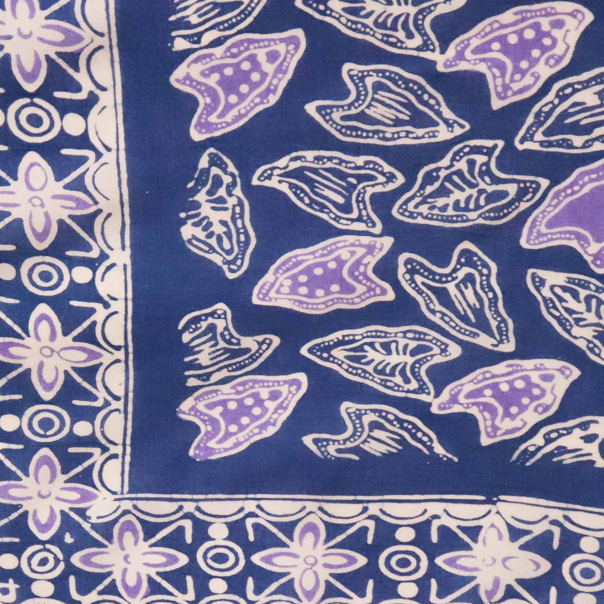 Blue Leaves batik cotton bandana