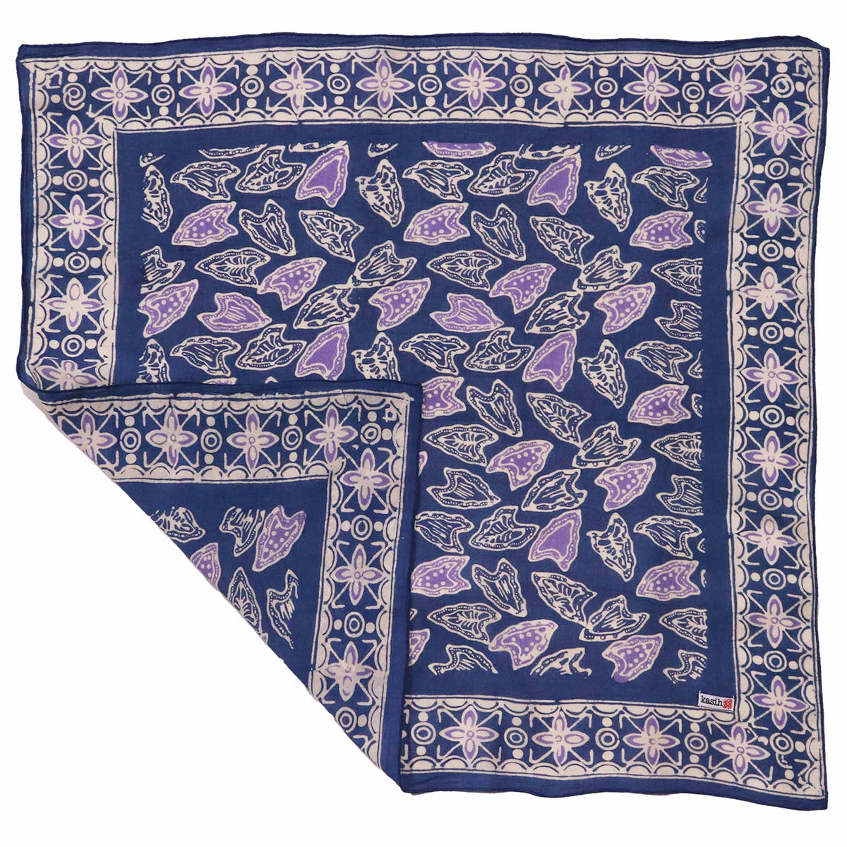 Blue Leaves batik cotton bandana