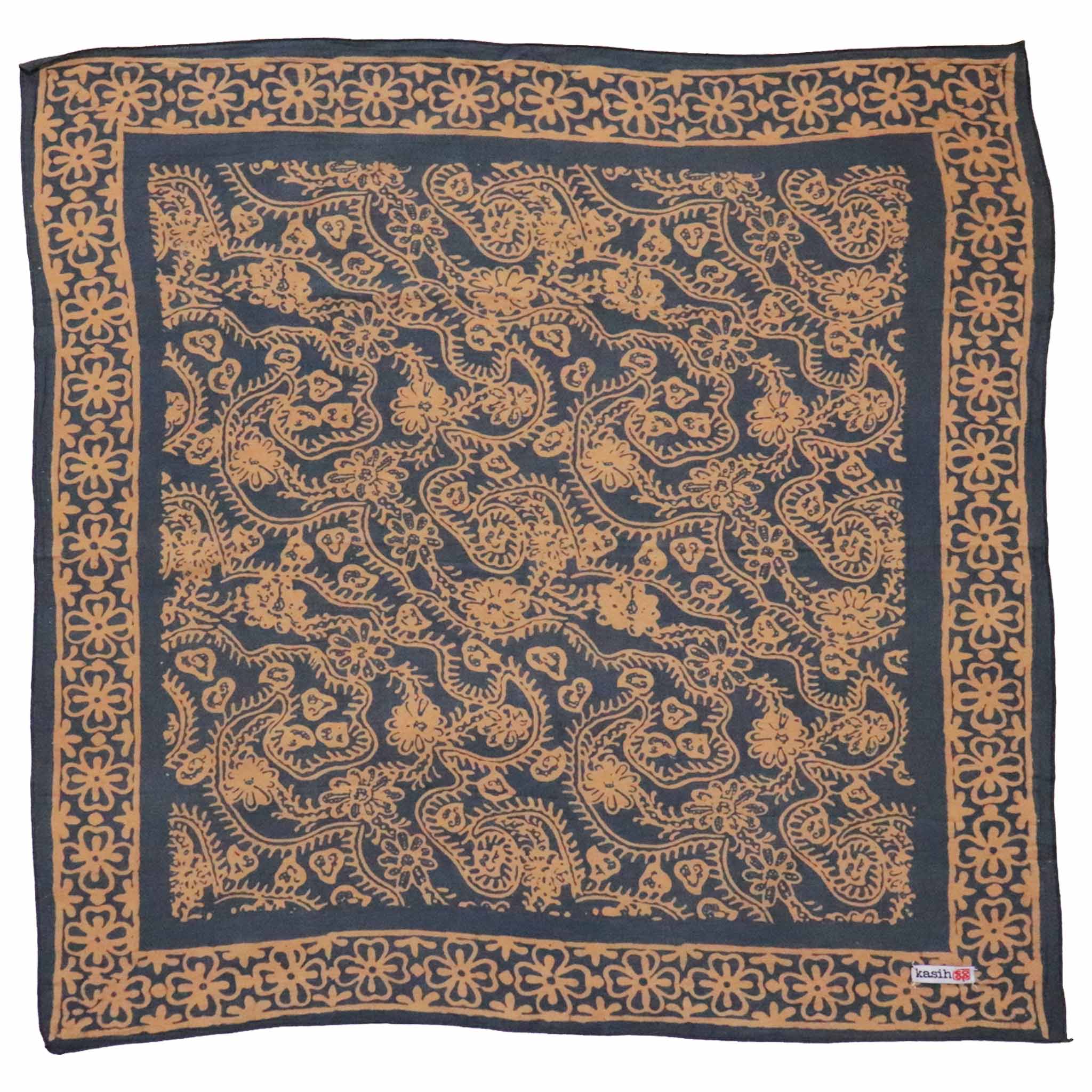 Decorative scarf with intricate paisley pattern on a white background
