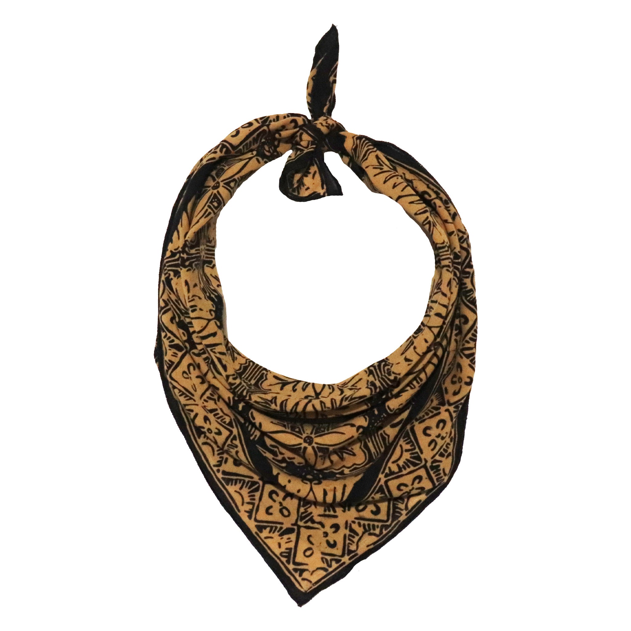 Bandana with black and brown pattern on a white background