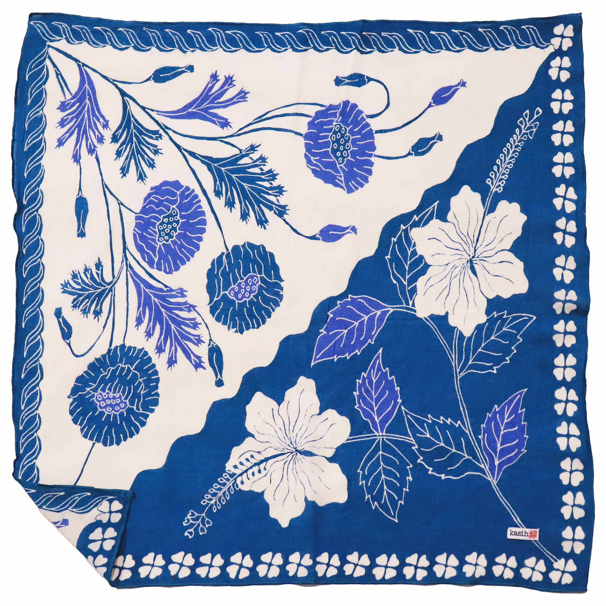 Hibiscus Poppy Flowers, Pagi Sore batik cotton bandana