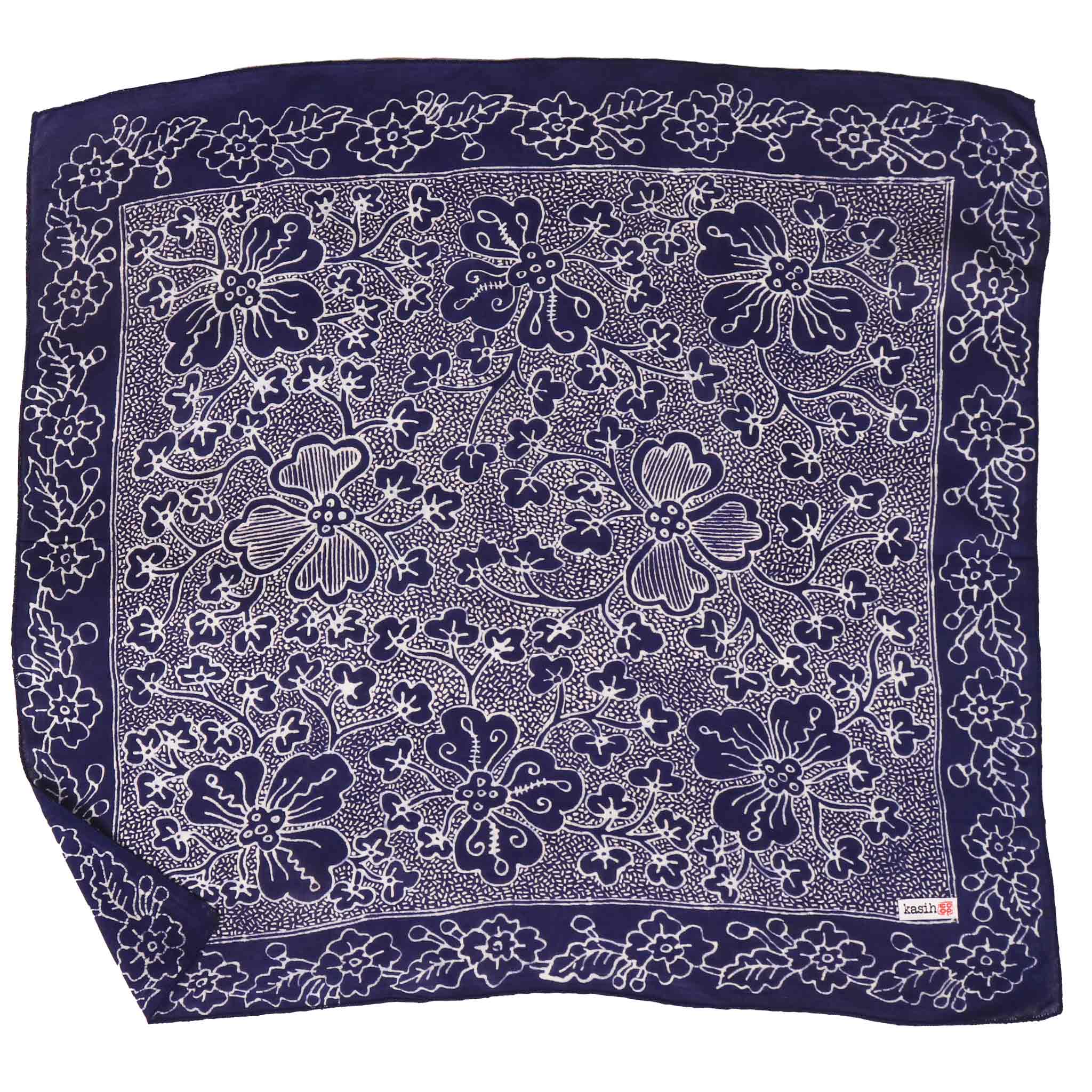 Fully Hand Drawn Indigo Botanically Dyed Batik Tulis Bandana