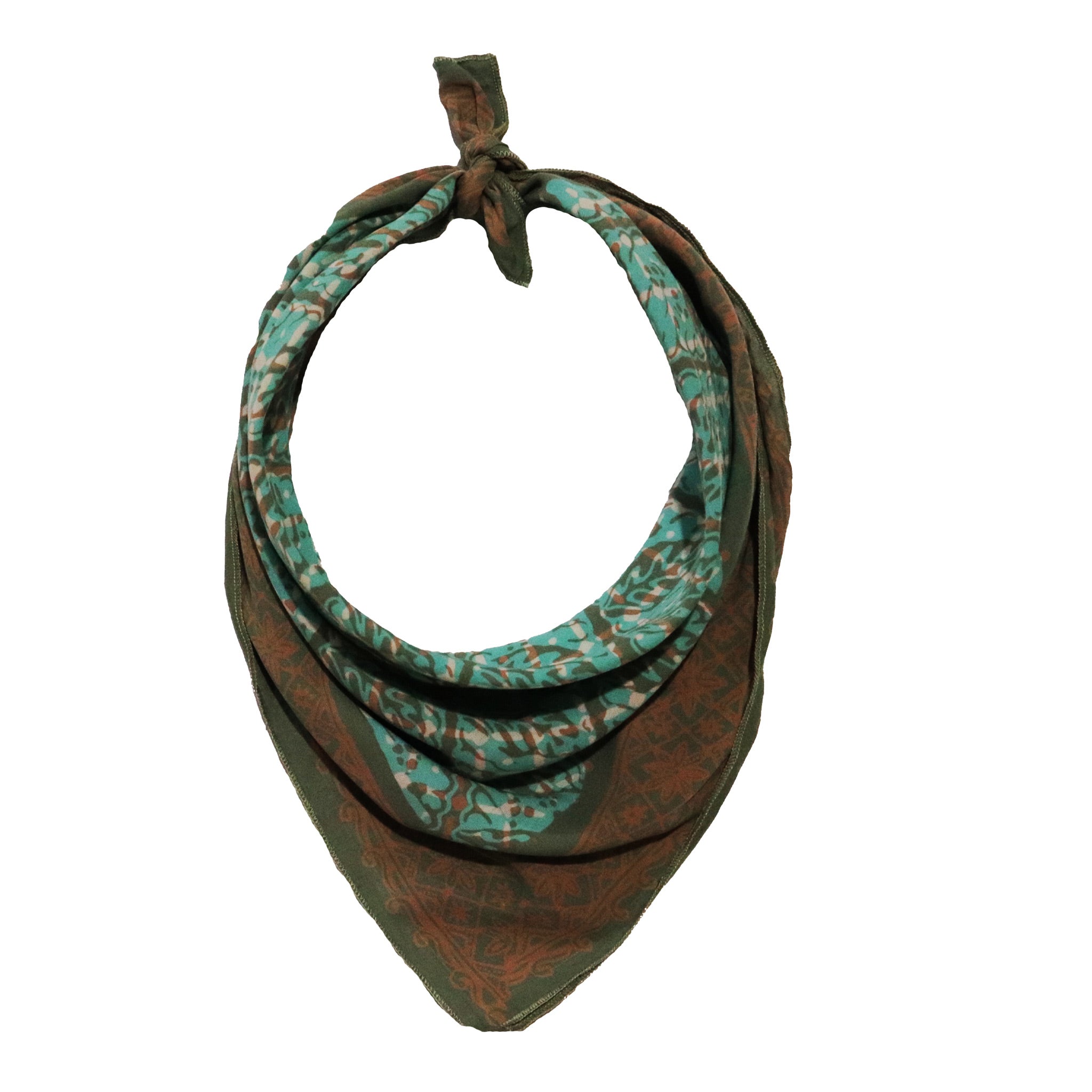 Cotton batik bandana with a patterned bandana-style scarf on a white background
