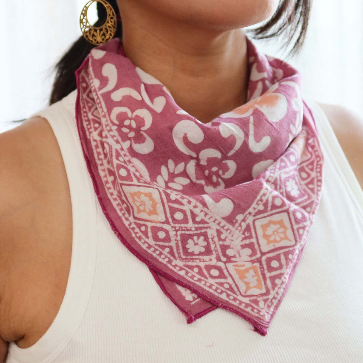 Hand Dyed Batik Bandana, 100% Soft Cotton, Black Mirage