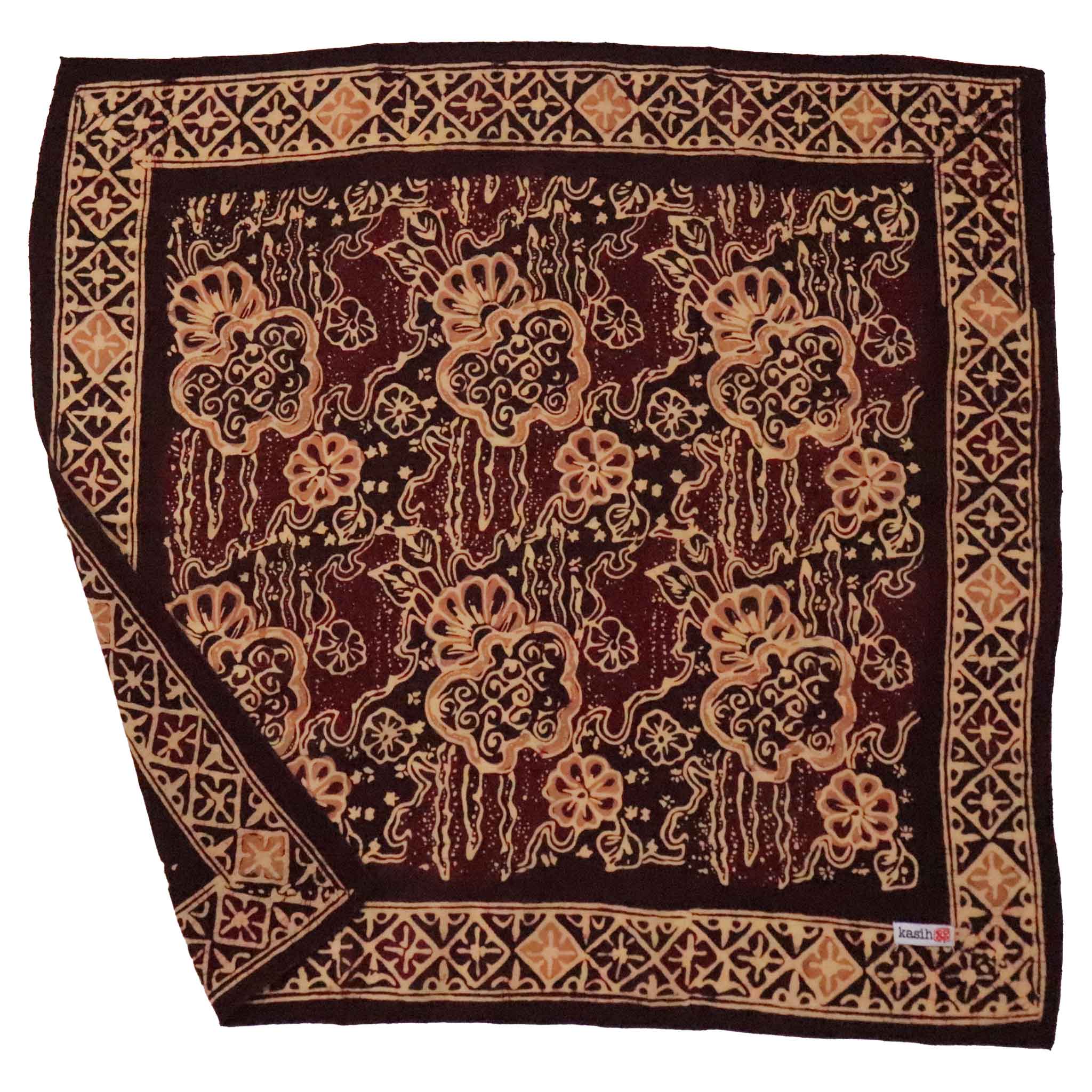 Brown and red tribal indonesia batik bandana cotton double sided printed on both sides