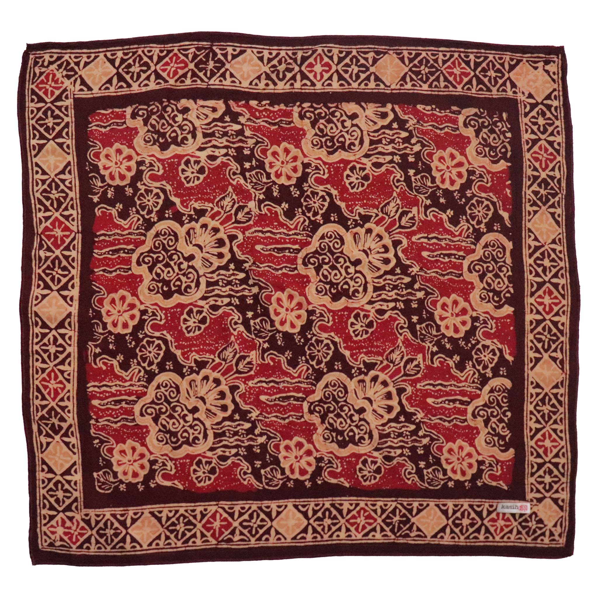 Brown and red tribal indonesia batik bandana cotton
