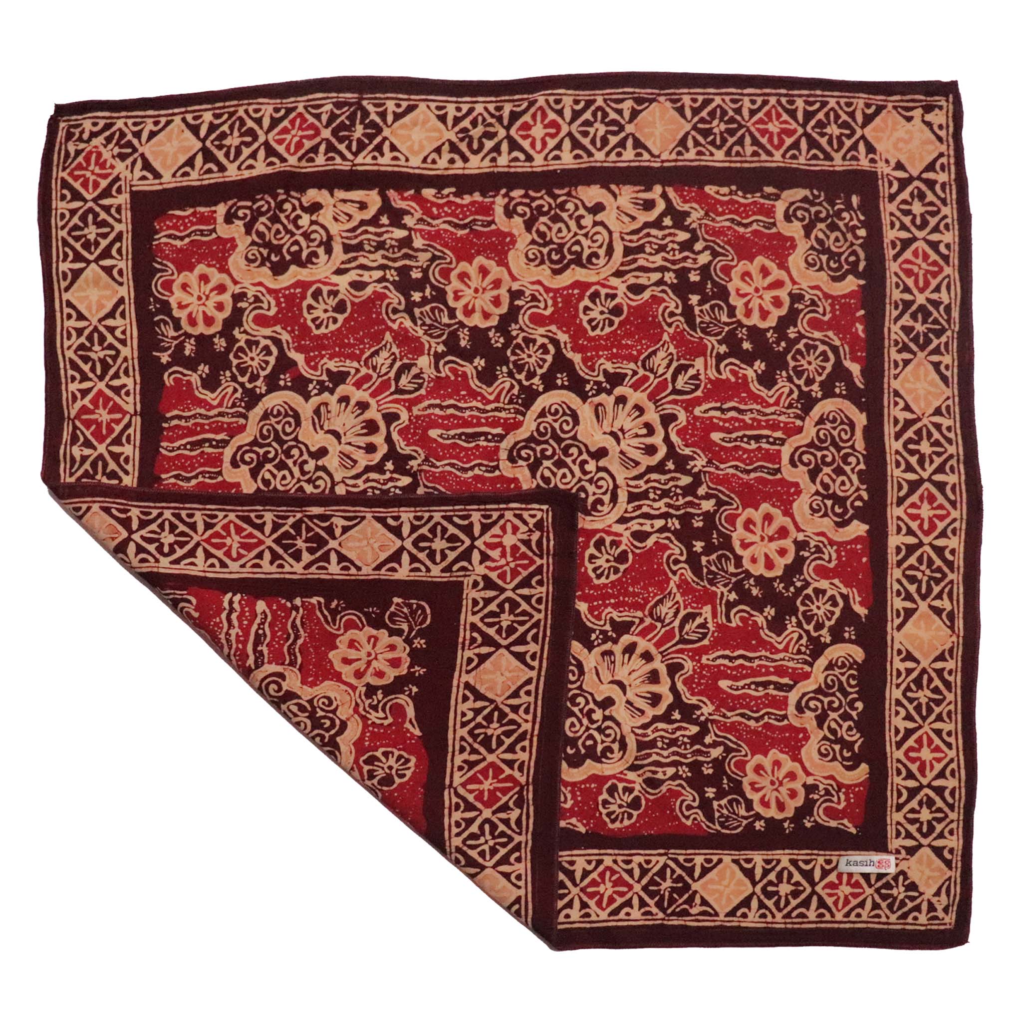 Brown and red tribal indonesia batik bandana cotton