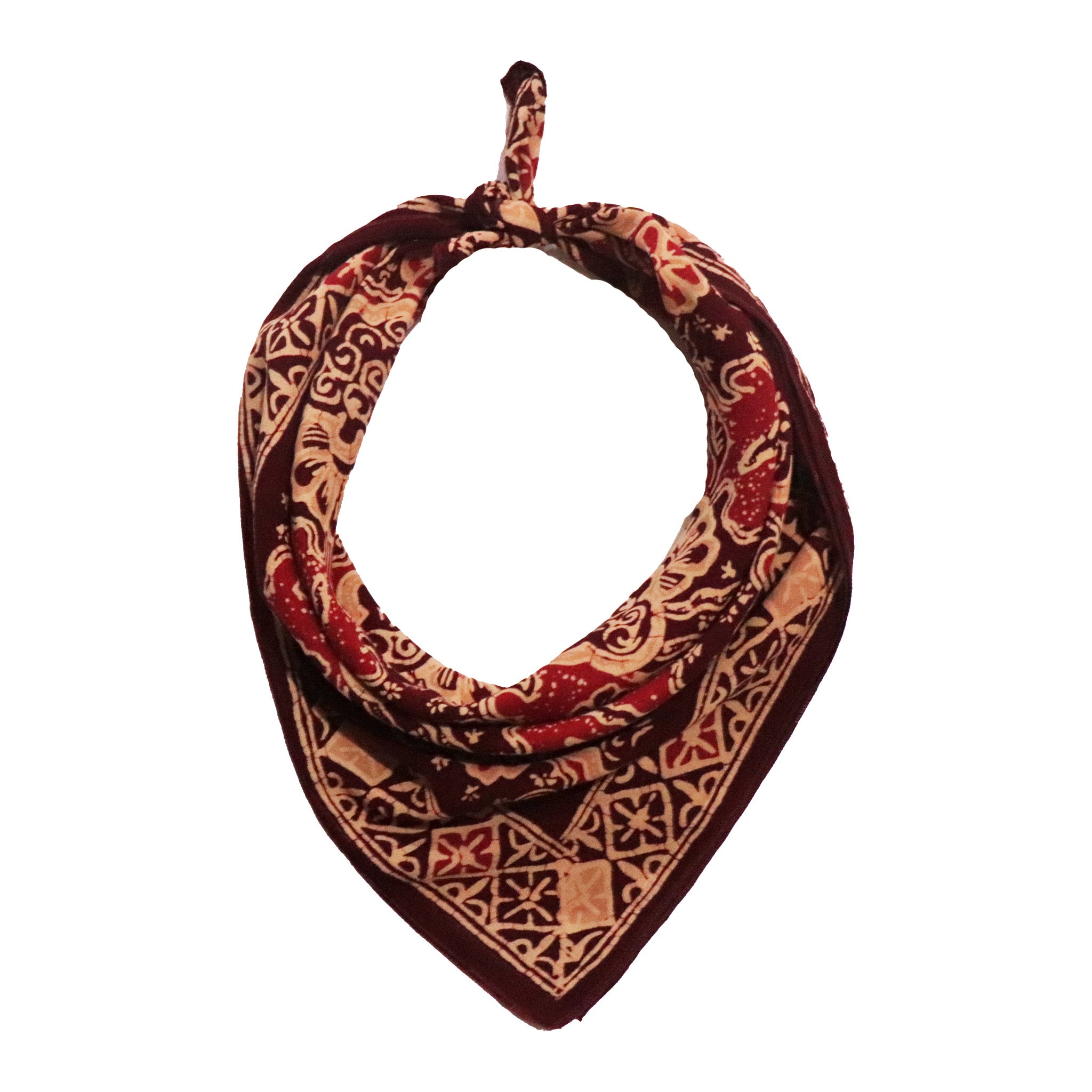 Brown and red tribal indonesia batik bandana cotton