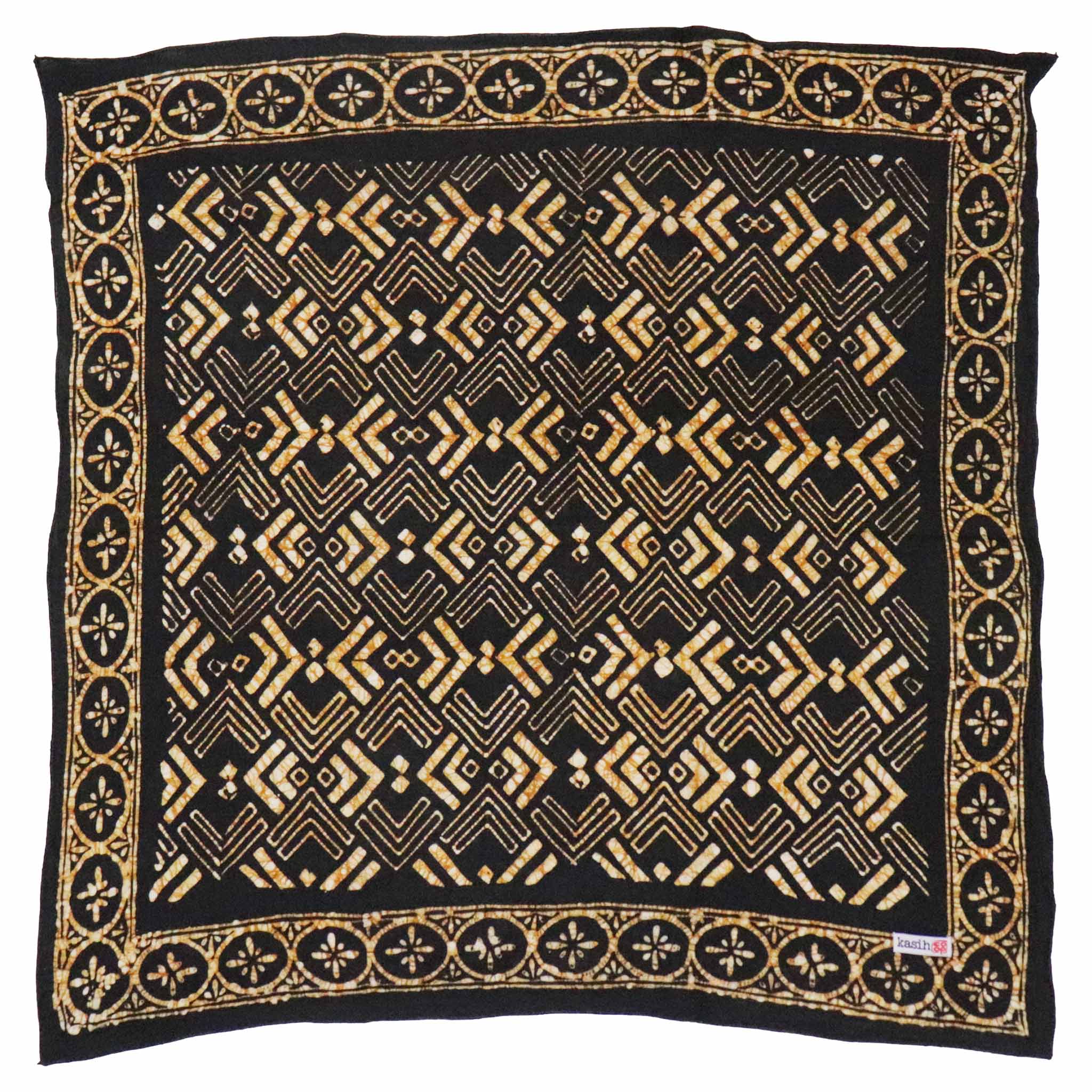 Black bandana with gold geometric pattern