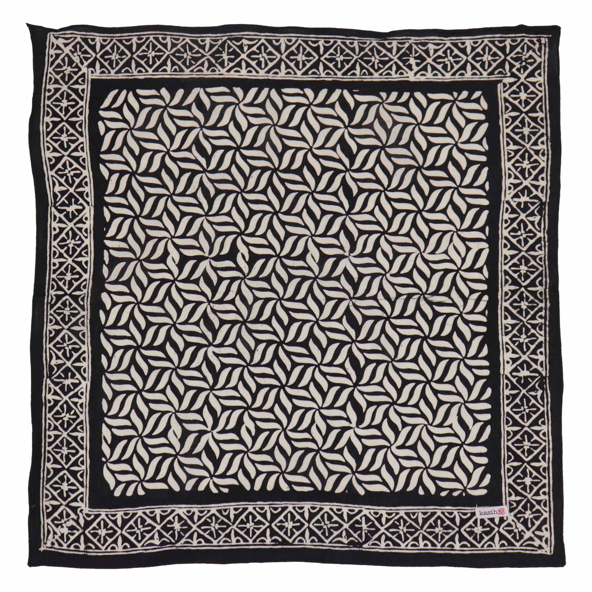 Black and white geometric patterned bandana square