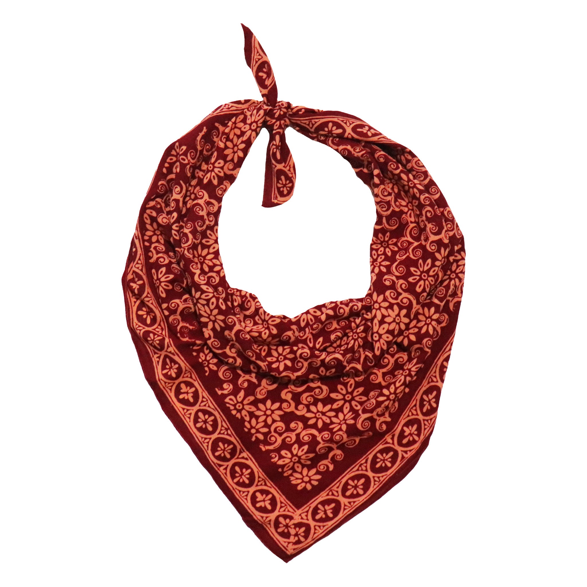 Red patterned bandana on a white background