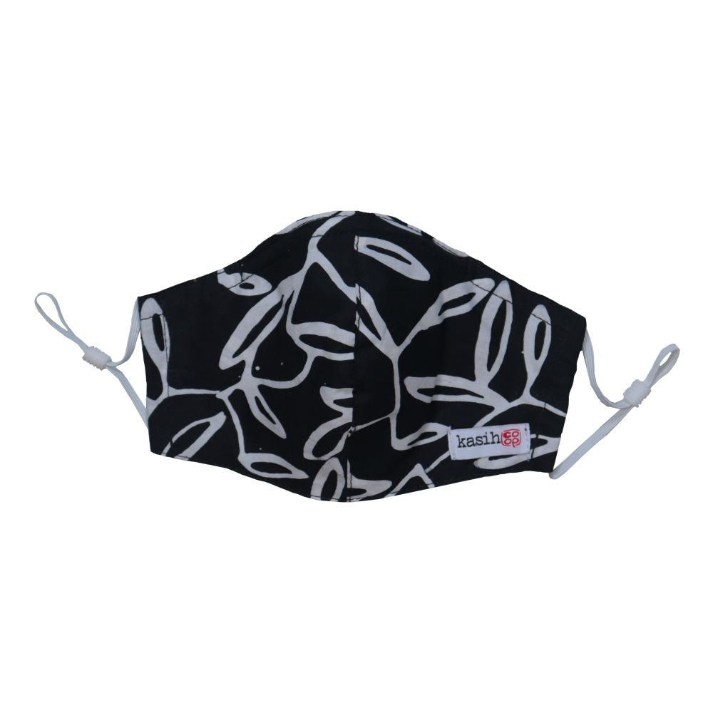 Kids Children Hand Dyed Indonesia Batik Face Covering 100% Cotton - Black Arbor