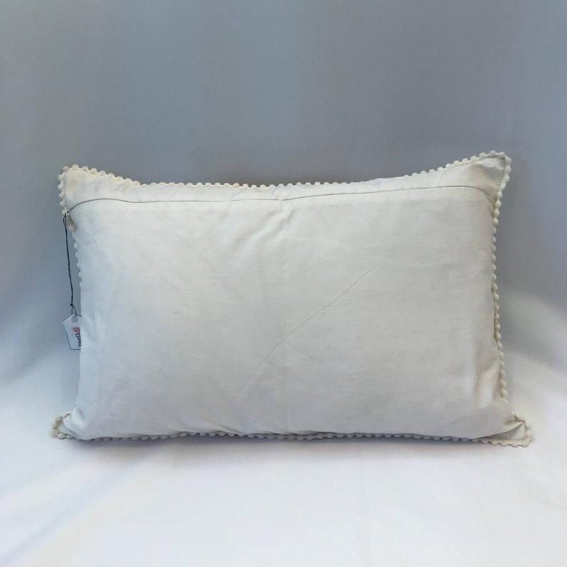 White and Yellow Ikat Pillow. Ethnic, Boho Cushion Case. Handwoven in Indonesia. 12x18 inches