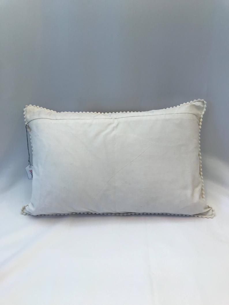 White and Yellow Ikat Pillow. Ethnic, Boho Cushion Case. Handwoven in Indonesia. 12x18 inches