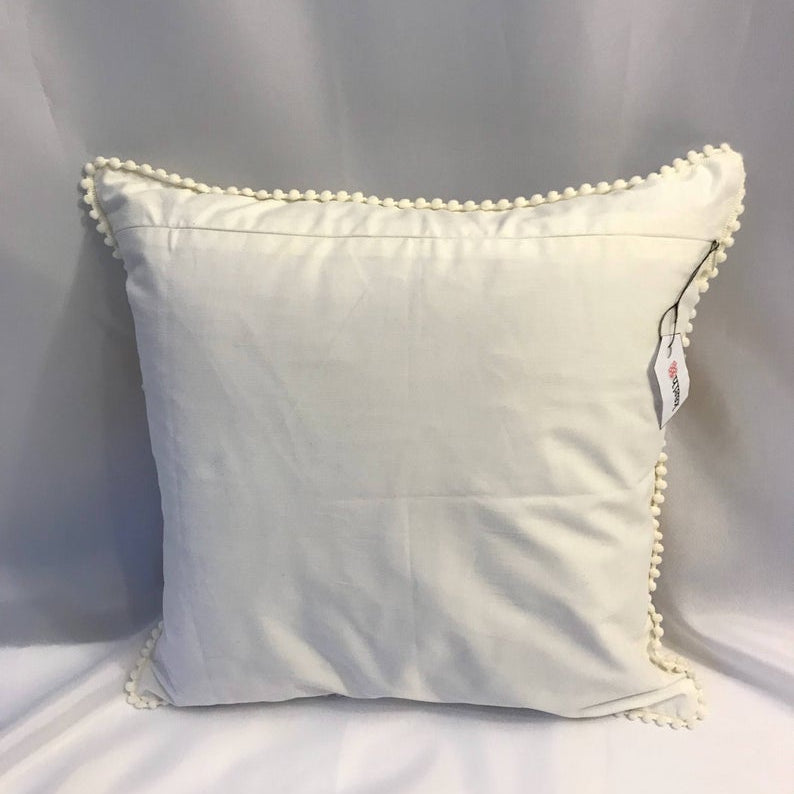 White and Yellow Ikat Pillow. Ethnic, Boho Cushion Case. Handwoven in Indonesia. 16x16