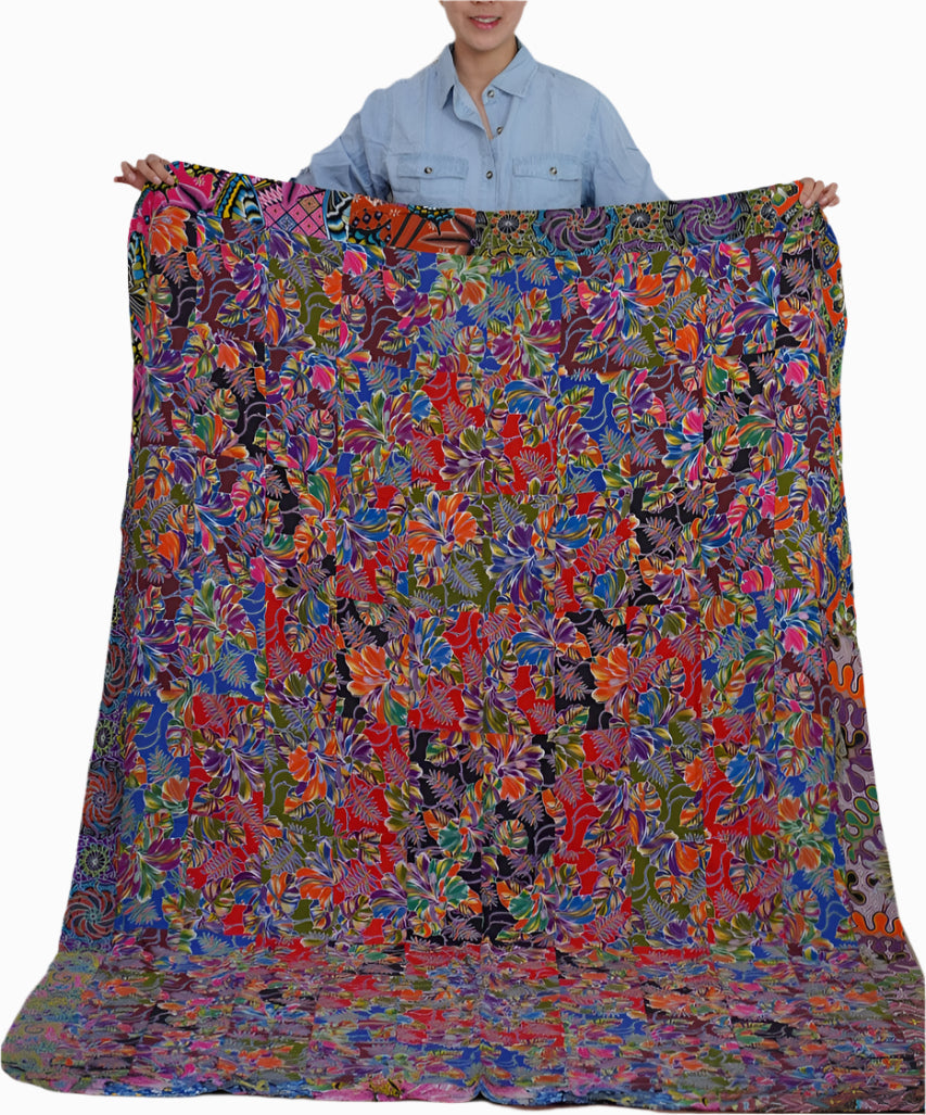 Handmade reversible quilted batik blanket throw