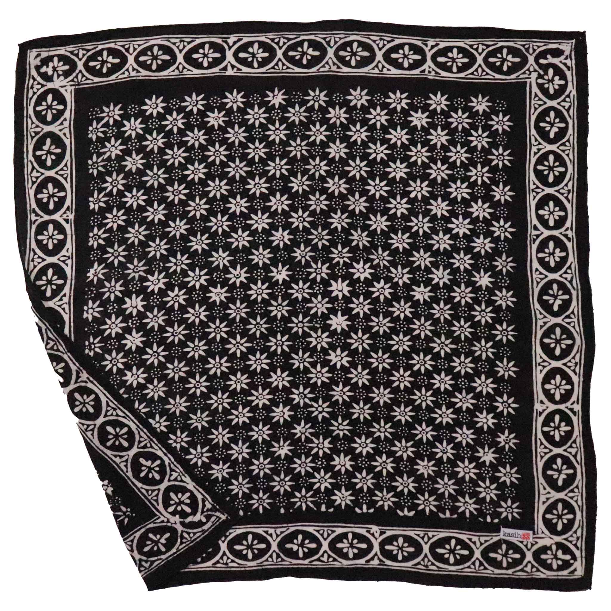Black Mirage hand-stamped batik bandana made by artisans in Java