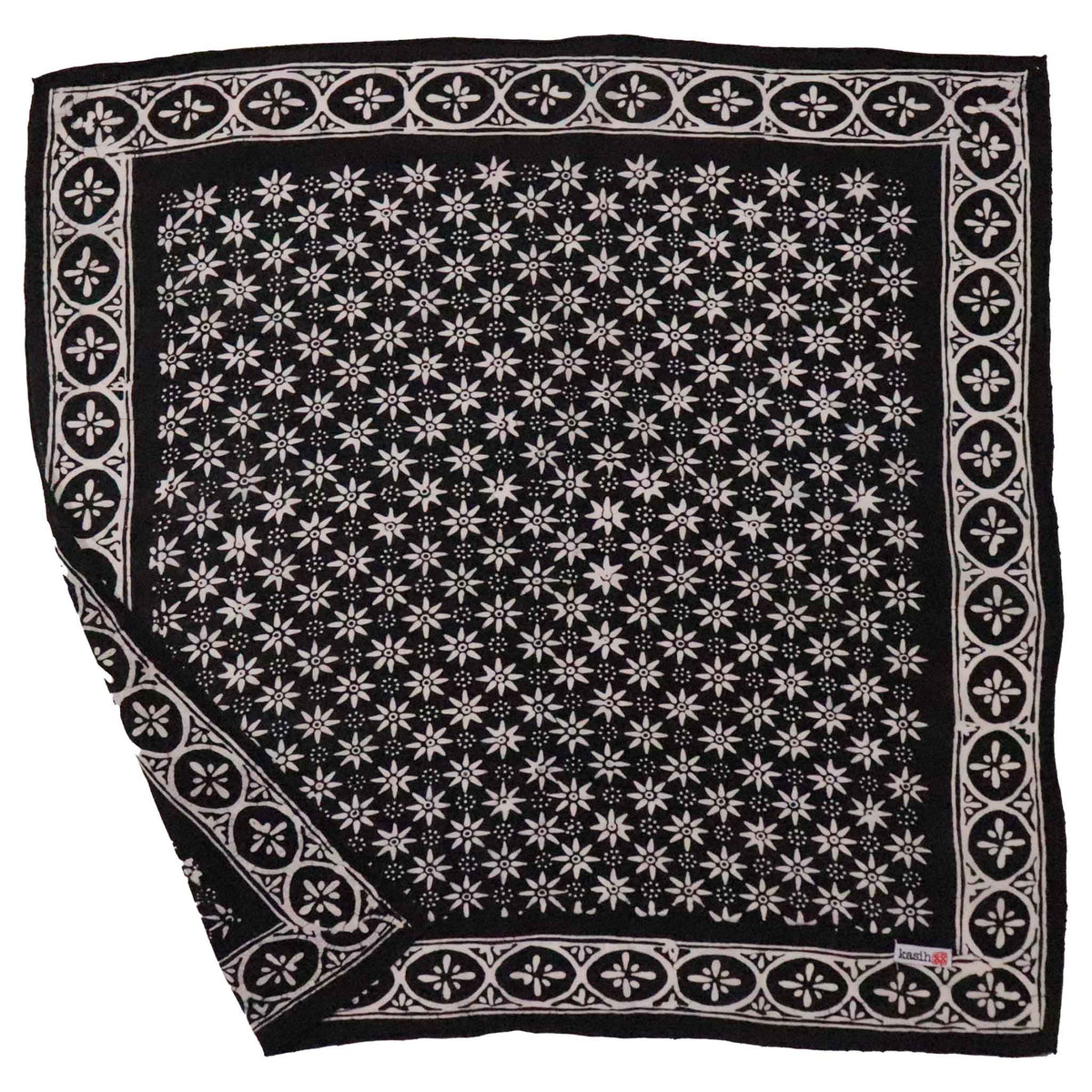 Black Mirage hand-stamped batik bandana made by artisans in Java