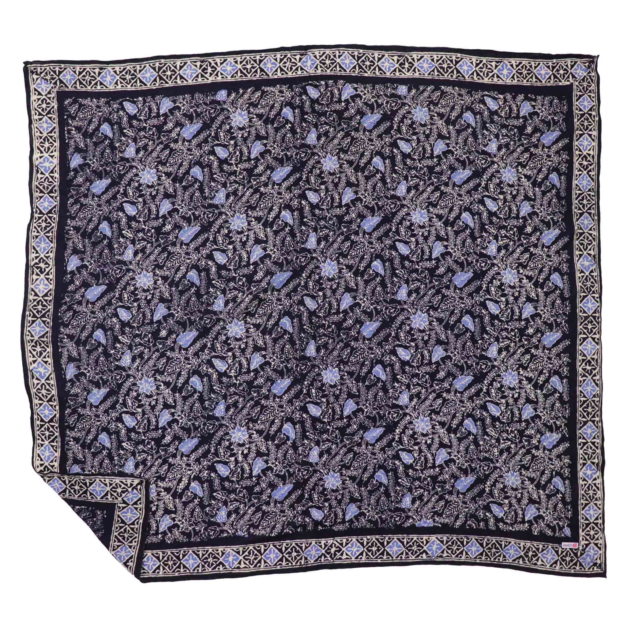Large 39 inch Blue Navy Foliage wild rag batik bandana for men
