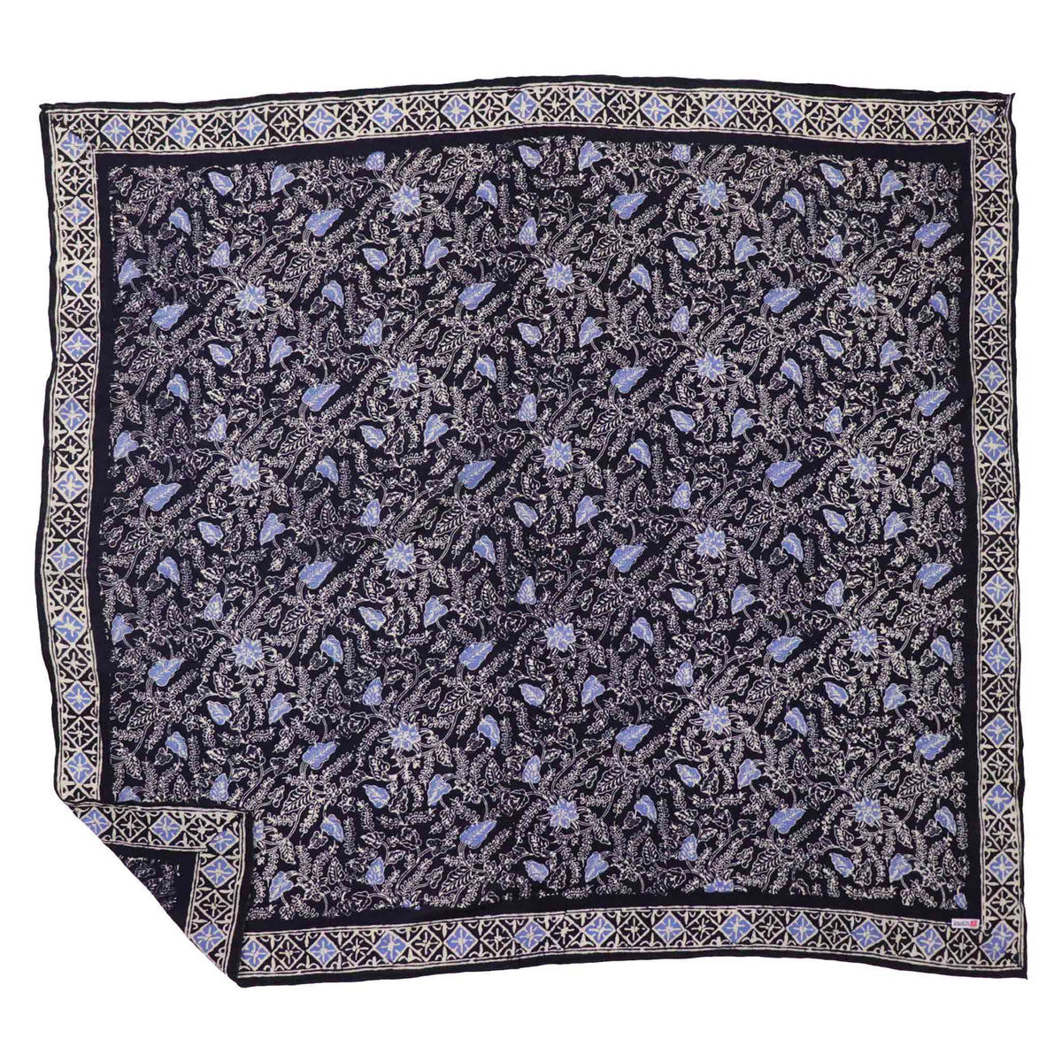 Large 39 inch Blue Navy Foliage wild rag batik bandana for men