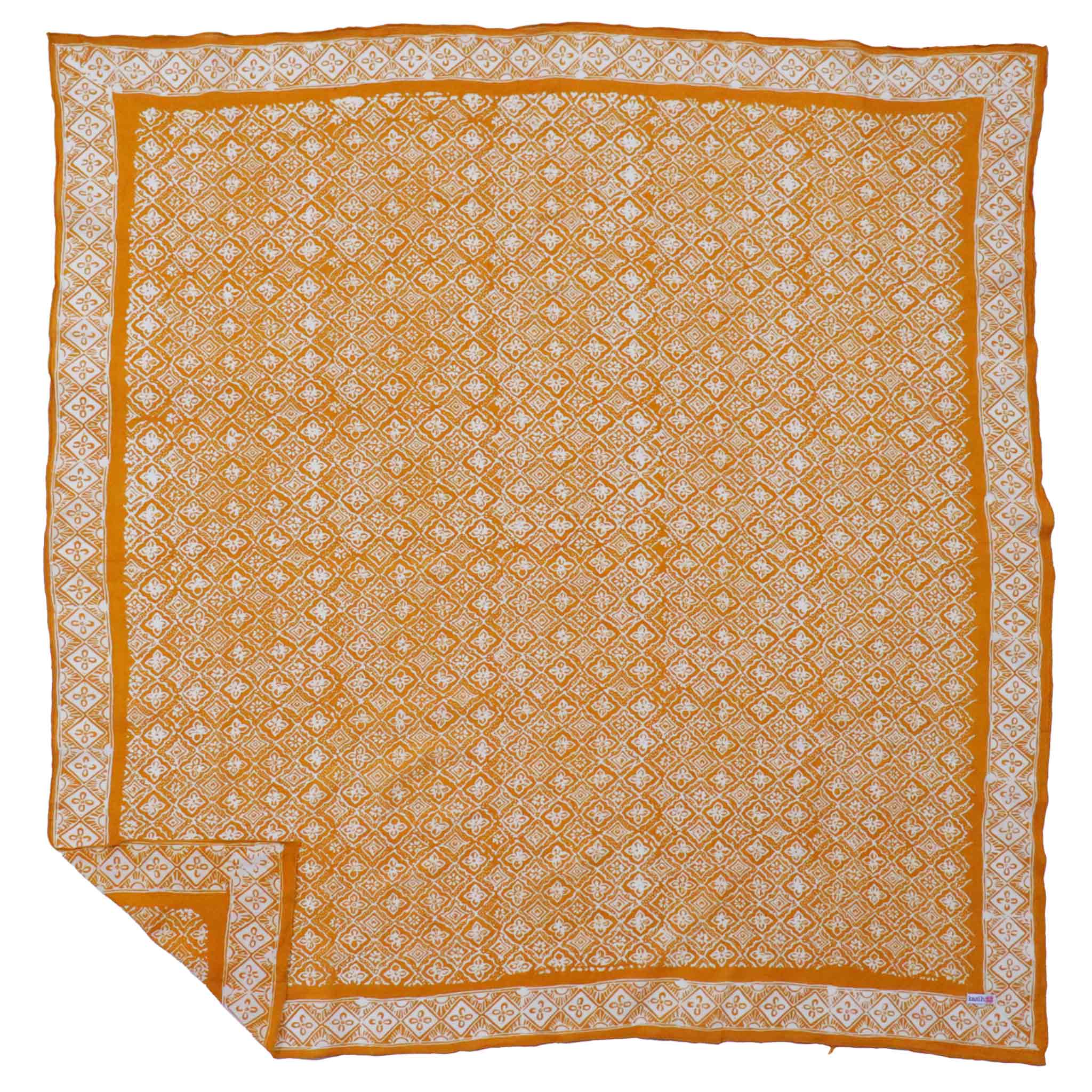 Mustard yellow Kamboja hand-dyed batik bandana for fall