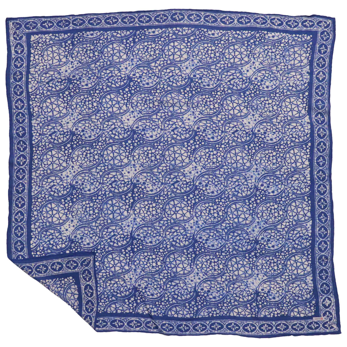 Large 39 inch hand-dyed 100% cotton batik bandana in Blue Stone
