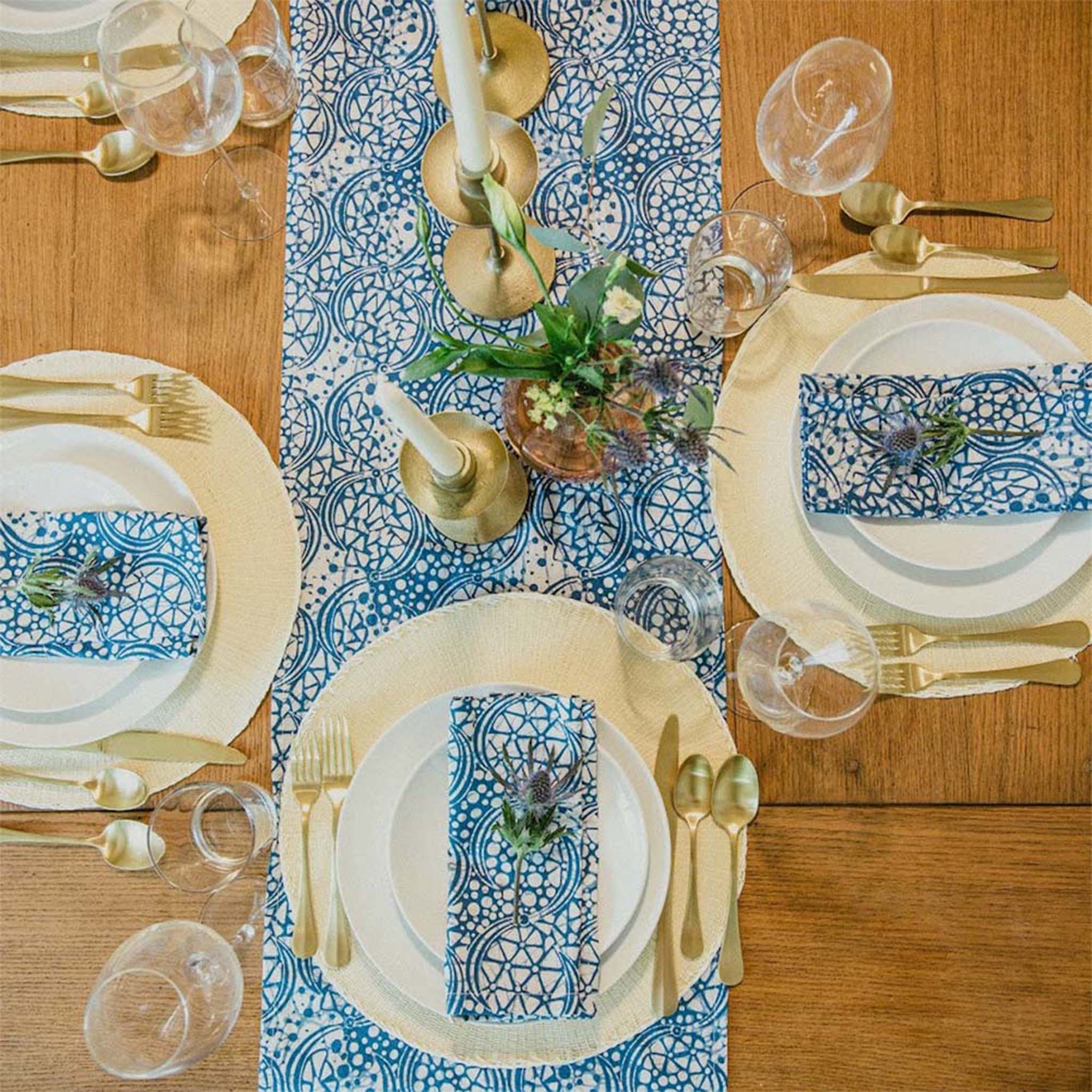 Kasih Co-op batik cloth napkin set in Blue Stone pattern, a hostess gift idea