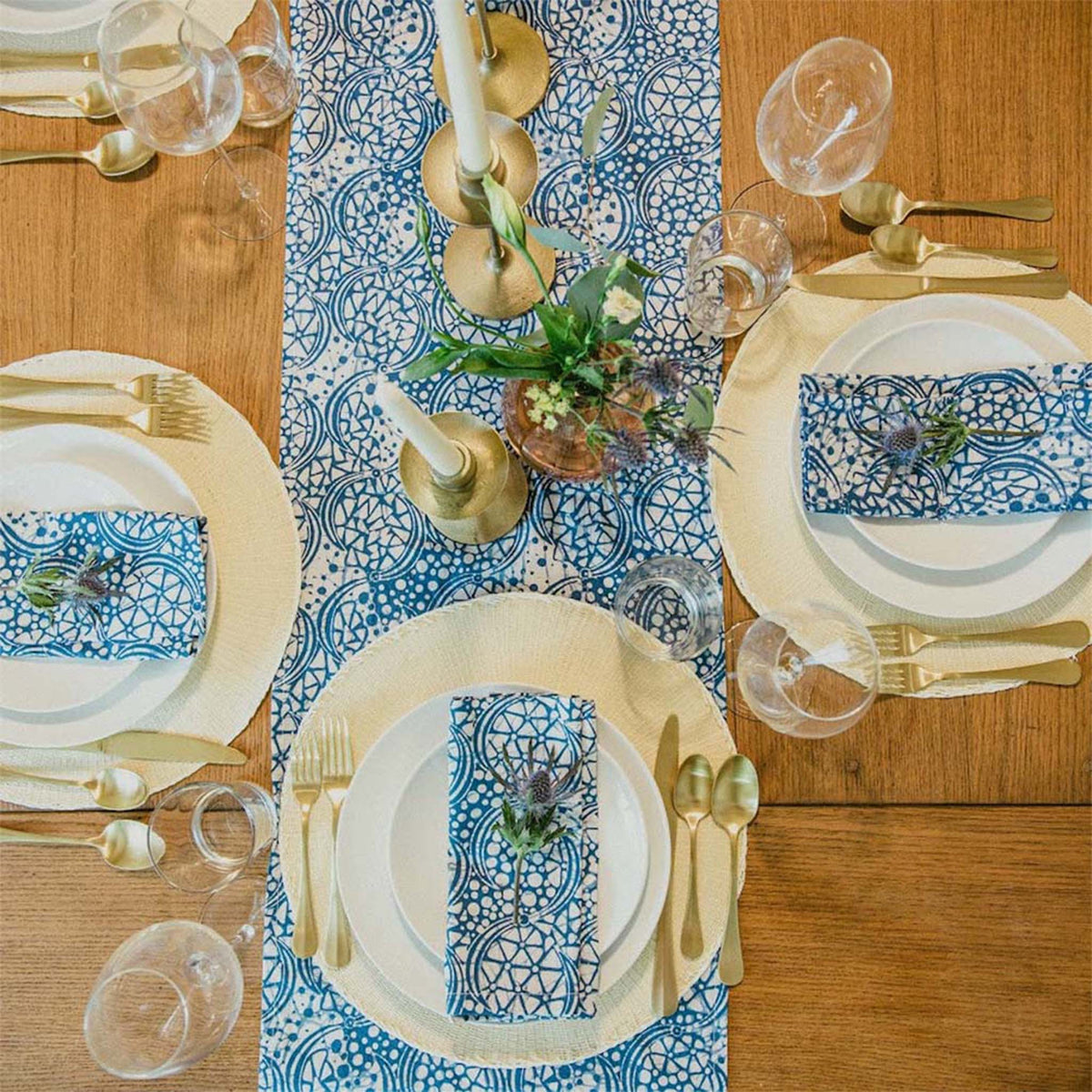 Kasih Co-op batik cloth napkin set in Blue Stone pattern, a hostess gift idea