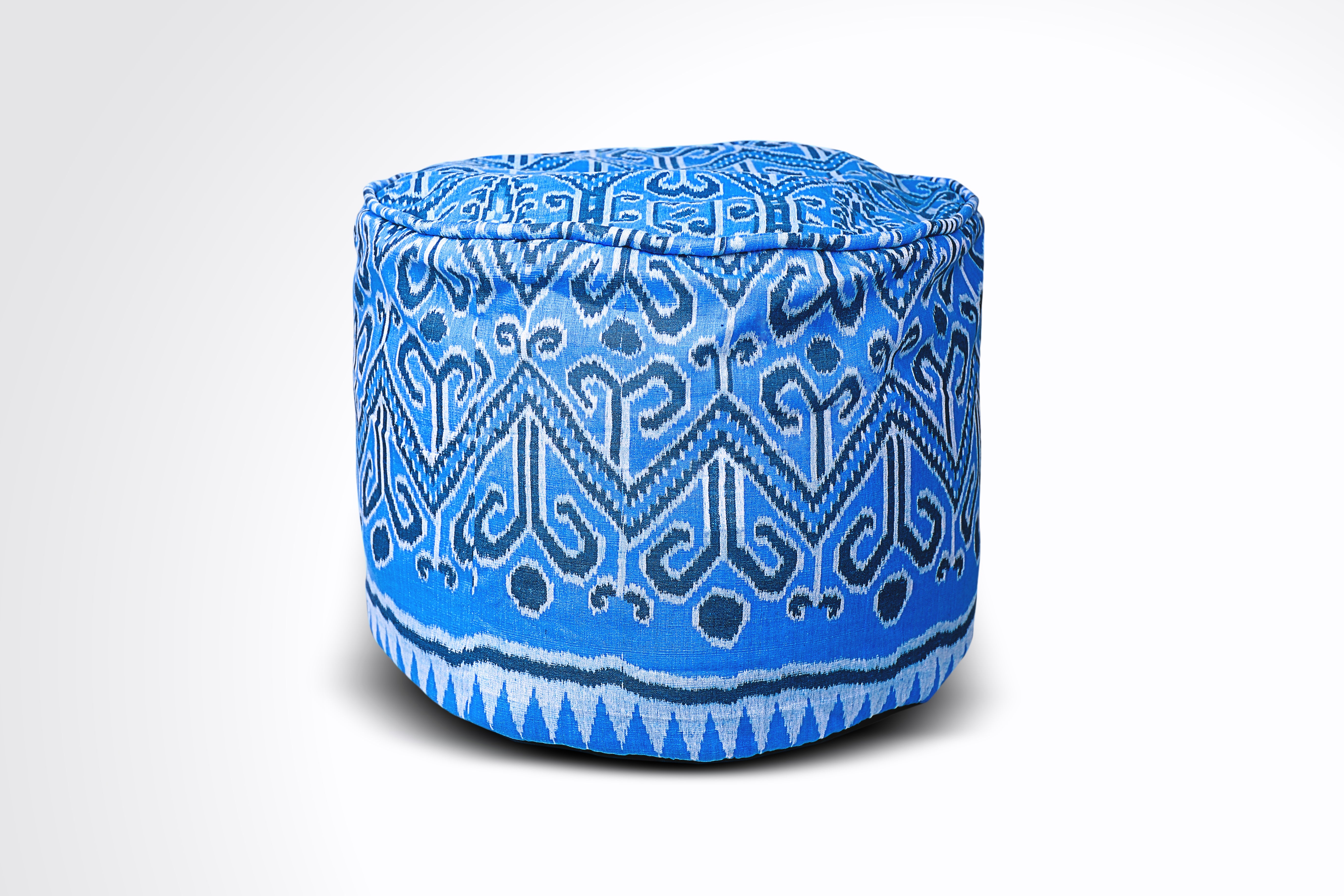 Poufs. Handwoven ikat poufs blankets.