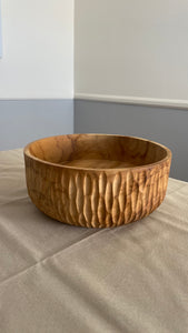 Large Teak Wood Big Carving Salad Bowl with Carvings on the Side, Handcarved in Indonesia