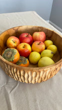 Load image into Gallery viewer, Large Teak Wood Big Carving Salad Bowl with Carvings on the Side, Handcarved in Indonesia