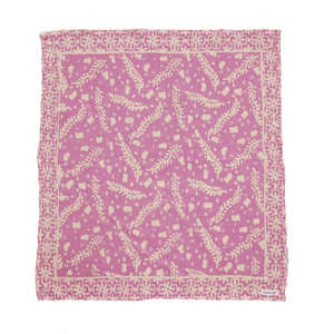 Batik Bandana, Pink Lilac Cream Lightweight 100% cotton, hand dyed hand printed, wax and dye method