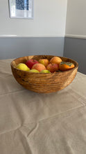 Load image into Gallery viewer, Large Teak Wood Salad Bowl with All Around Carving , Handcarved in Indonesia
