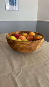 Large Teak Wood Salad Bowl with All Around Carving , Handcarved in Indonesia