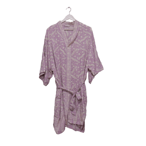 Handmade Batik Robe/ Kimono - Cotton Paris - Lavender