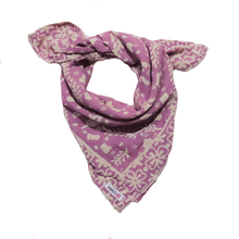 Load image into Gallery viewer, Batik Bandana, Pink Lilac Cream Lightweight 100% cotton, hand dyed hand printed, wax and dye method