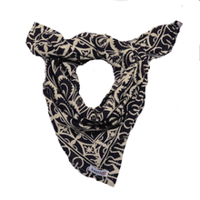 Load image into Gallery viewer, Batik Bandana, Black Cream, Lightweight cotton 20&quot; square, hand dyed and hand printed, wax and dye
