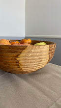 Load image into Gallery viewer, Large Teak Wood Salad Bowl with All Around Carving , Handcarved in Indonesia
